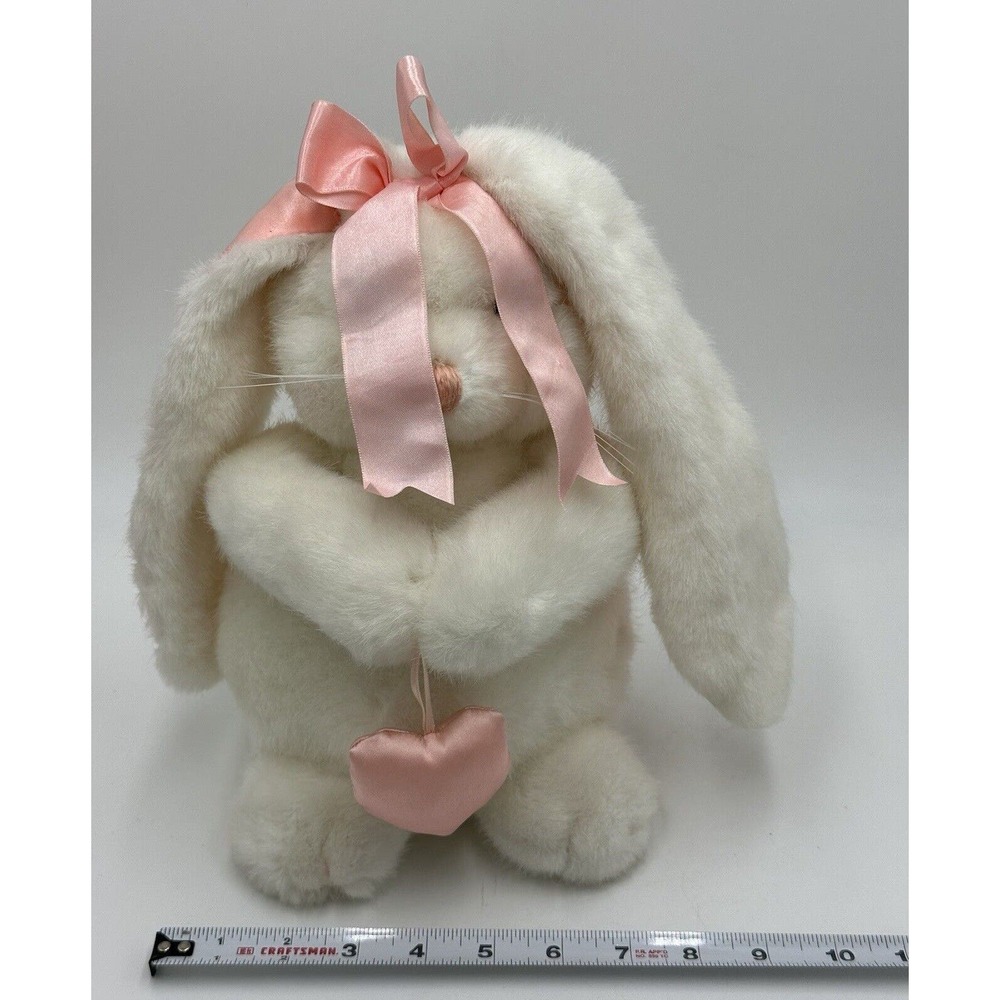Vtg 1992 Dakin Bunny Rabbit Plush Stuffed Animal‎ Floppy Satin Ears Heart Easter - Picture 8 of 10